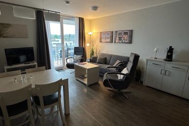 Apartmenthaus Hafenspitze  Ap. 28, Blickrichtung Innenstadt/Binnenhafen