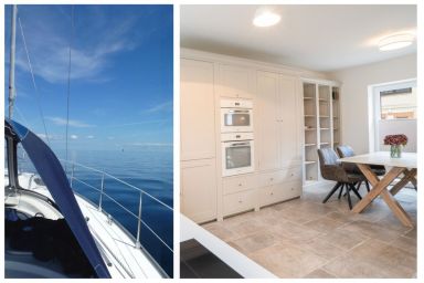 Luxus Fairschlafen am Hafen mit Sauna und BBQ - 3 Zimmer- Ferienwohnung mit Sauna, Wlan, Balkon und Hund