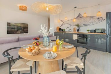 Ferienwohnung Blaubarschbude mit Balkon, nur 800 m zum Strand - Hunde Willkommen - Moderne Ferienwohnung mit Balkon und Parkplatz – nur 800 m zum Strand