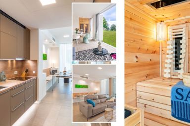Edelweiss - Moderne Ferienwohnung mit Terrasse und Haffblick – Sauna & Workation