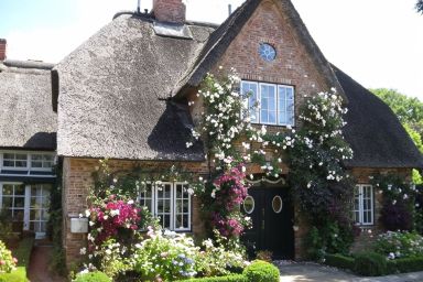 Reethus Haupthaus im EG/ OG - Reethus in Borgsum: 121 m², Sauna, Kamin & Garten, 5 Sterne