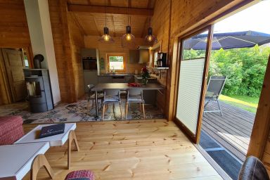 A10 Ostsee Land Ferienhäuser Brusow Kröpelin - A10: 3-Raum-Holzhaus Bine mit Kamin, Terrasse, Podsauna