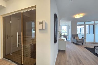 Ferienappartment Weisse Düne mit Sauna - Modernes Ferienappartment Weisse Düne mit privater Sauna und Balkon in Norden
