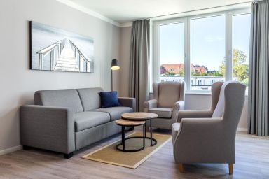 Ferienwohnungen am Godewindpark Travemünde - Apartment 1.13 – Stilvolles Feriendomizil mit Balkon, Meerblick und Wellness