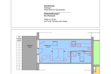 H3 Wohnen am Hofcafé mit Feierscheune Ostseebad Rerik - Nr.3/ 1-Raum-FeWo 1-2 Pers., großer Süd-Balkon, OG