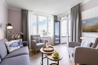 Godewindpark Travemünde - Stilvolles, barrierearmes  Apartment mit Loggia, Strandkorb und hauseigenem SPA