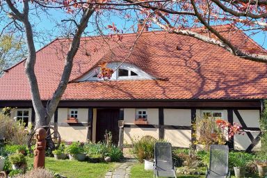 Ferienhaus mit Kaminofen, Terrasse und Blick in die Natur