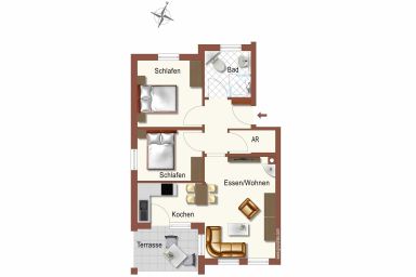 Appartementhaus Ostseewelle - Appartement 1 / 69 m²